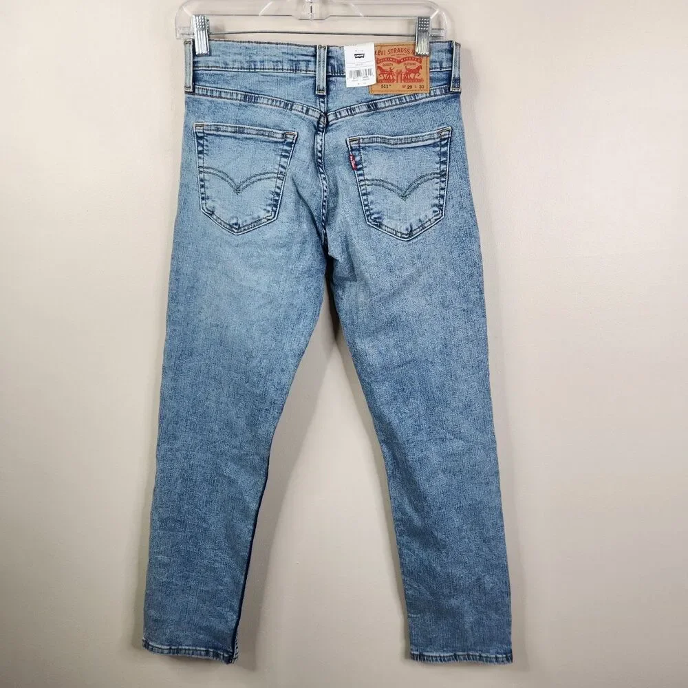 NEW Levi's Flex Mens 511 Stretch Slim Fit 5 Pocket Light Wash Jeans 29x30